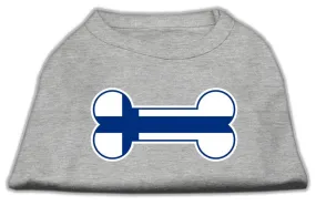Bone Shaped Finland Flag Screen Print Shirts Grey XXL (18)