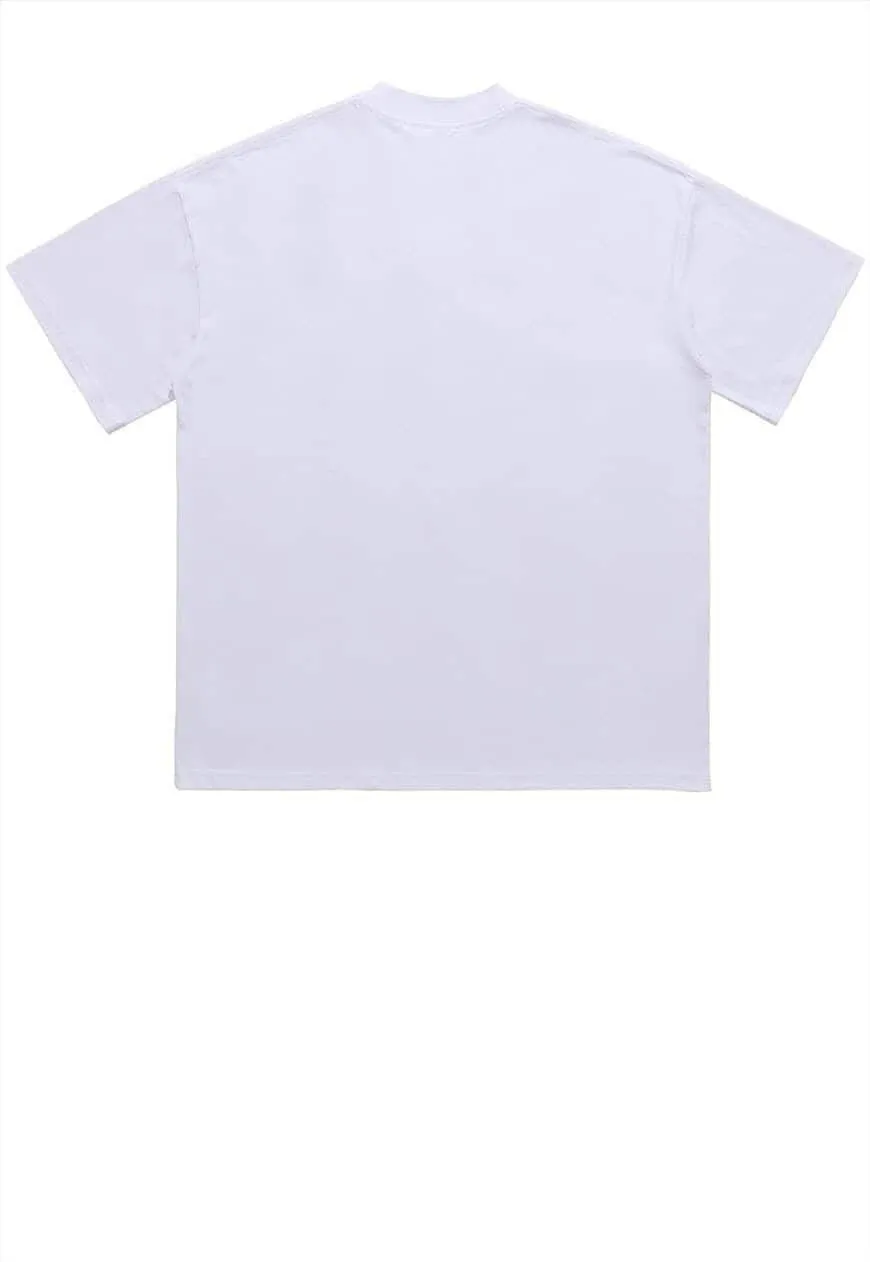 I-girl print t-shirt Y2K anime skater tee in black