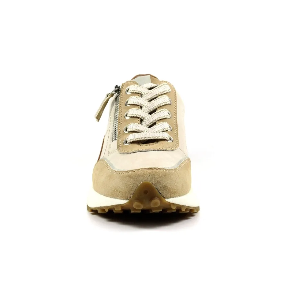 Ladies Lunar Shoes Calvin Trainer Beige Laced side zip sale