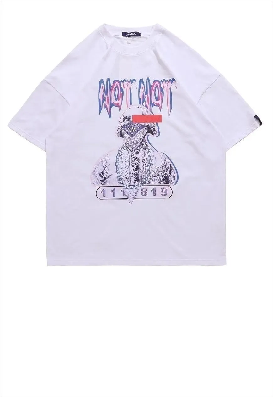 Money print t-shirt American dollar tee balaclava top black
