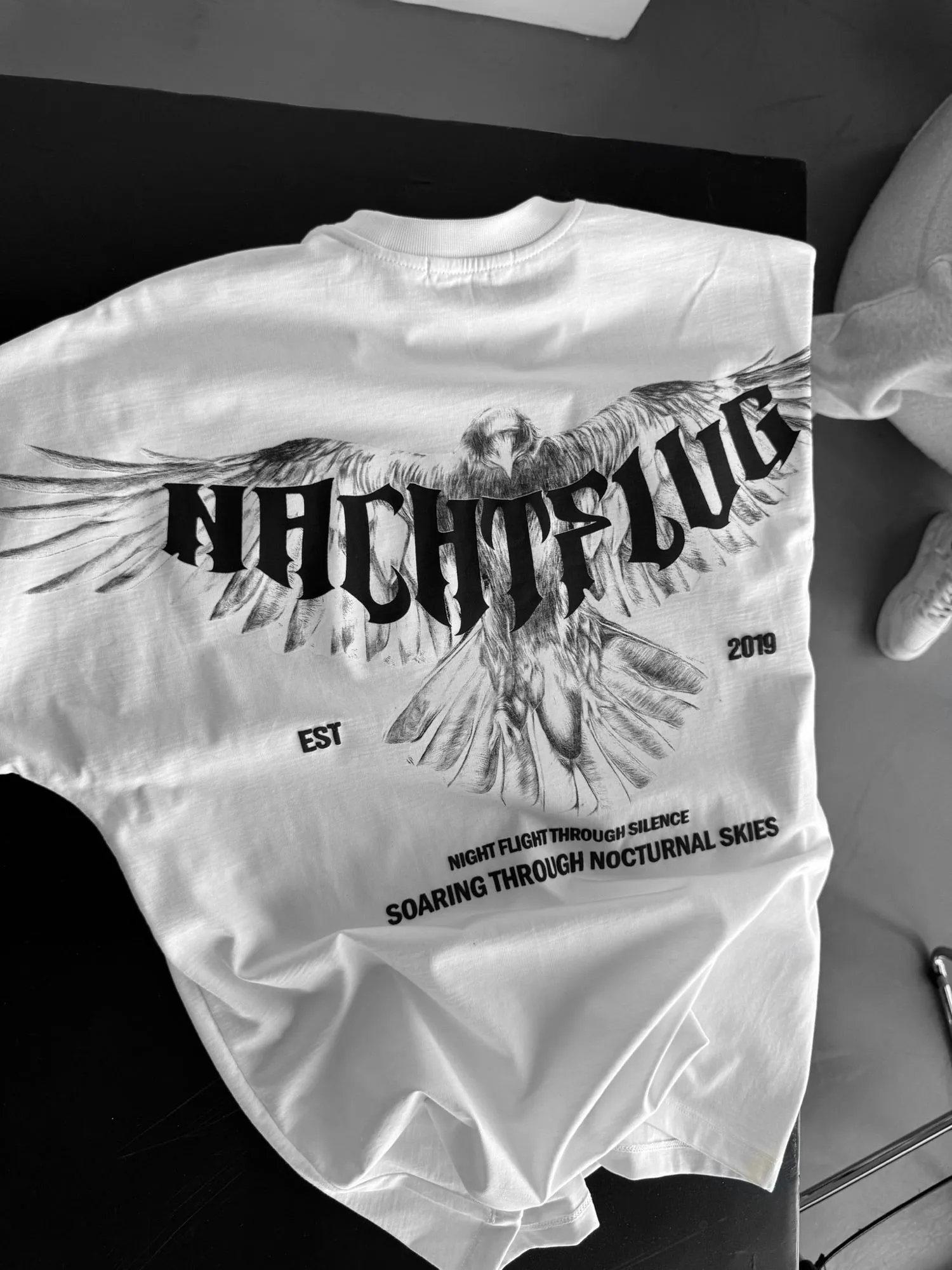 Oversize "Nachtflug" T-Shirt - Ecru
