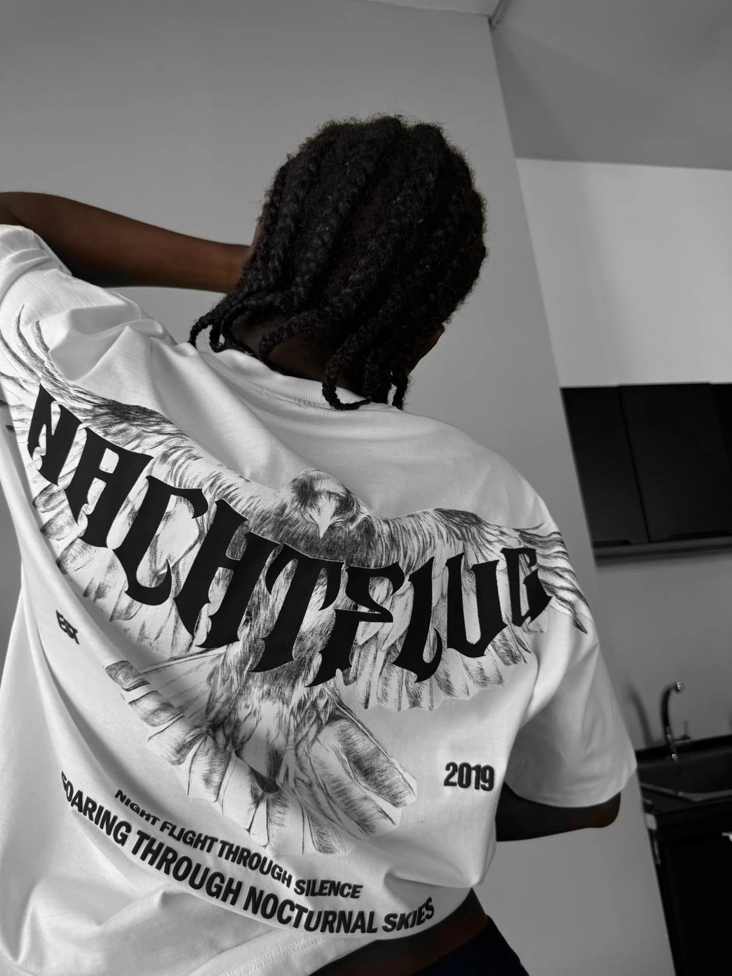 Oversize "Nachtflug" T-Shirt - Ecru
