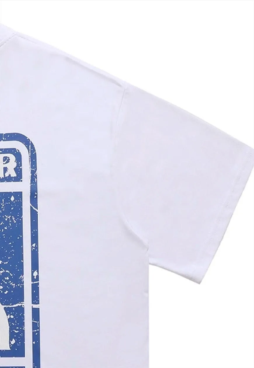 Retro t-shirt vintage poster print tee 90s raver top white